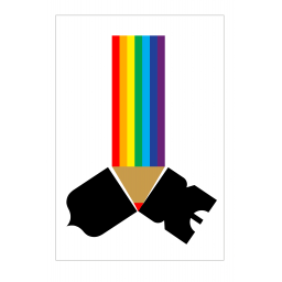 Rainbow flag pencil is splitting a bomb Радужный флаг-карандаш раскалывает бомбу.