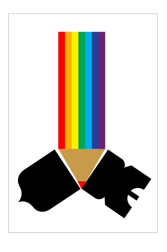 Rainbow flag pencil is splitting a bomb Радужный флаг-карандаш раскалывает бомбу.