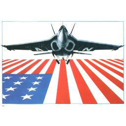 Airplane over US flag