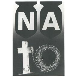 NATO bombs, cross, barbed wire.