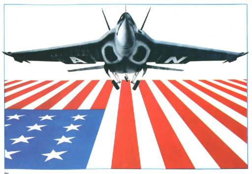 Airplane over US flag