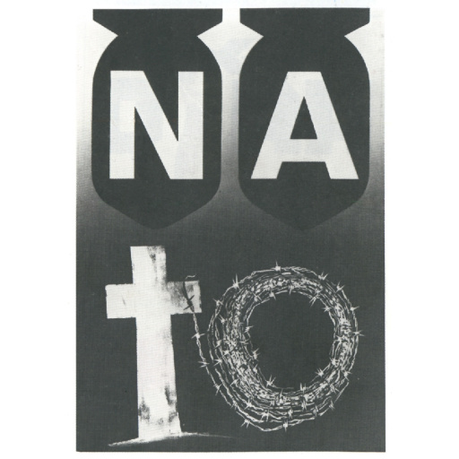 NATO bombs, cross, barbed wire.